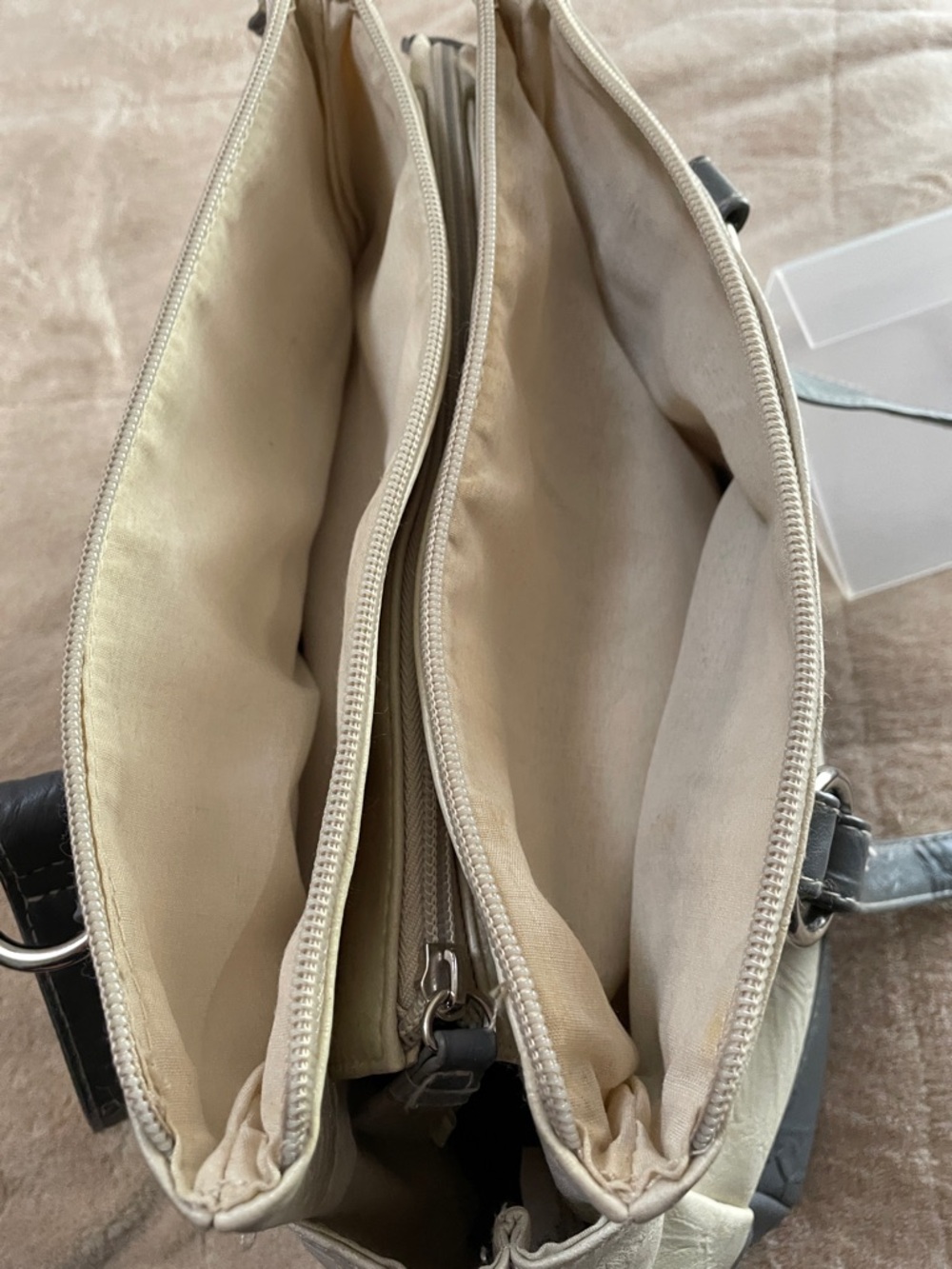 Stone & Co. Cream and Gray Structured Shoulder Tote - Picture 7 of 9